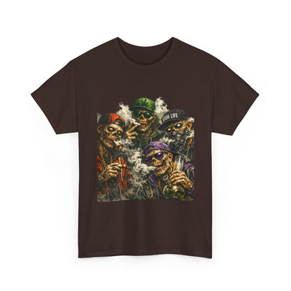 Smoking Zombie Crew Tee | Skeleton Gang Illustration, Streetwear Horror