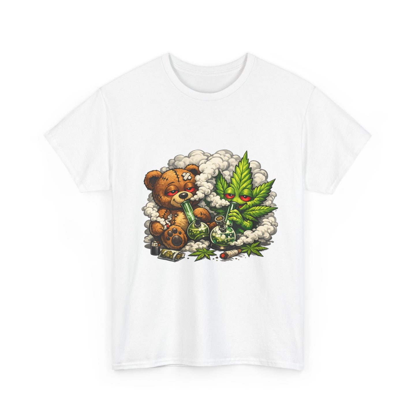 Teddy Bear and Cannabis Leaf T-Shirt | Cute Stoner Graphic Tee