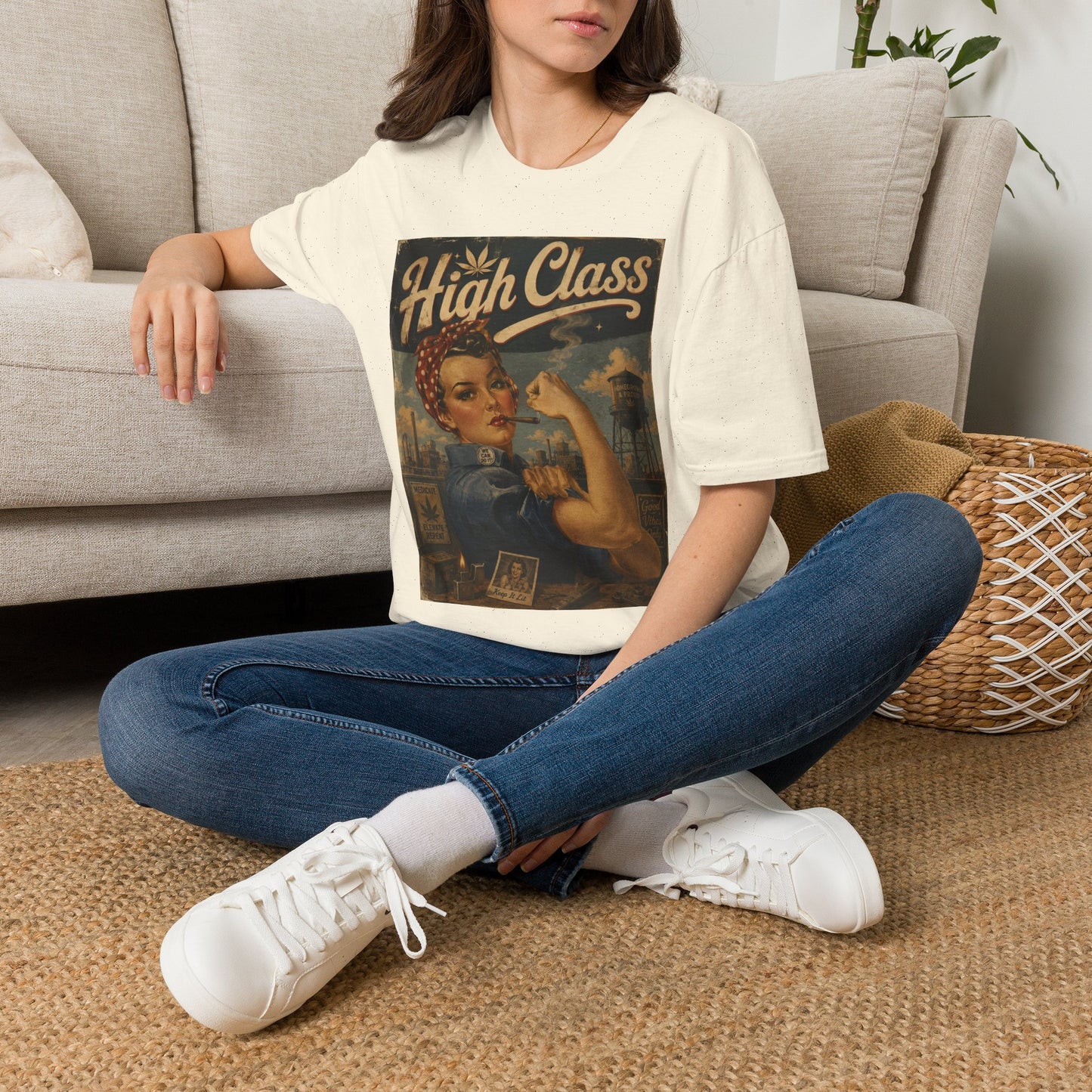 High Class Rosie the Riveter T-Shirt | Retro Feminist Vintage Artwork