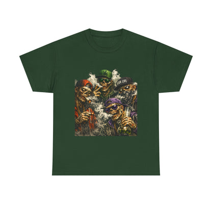 Smoking Zombie Crew Tee | Skeleton Gang Illustration, Streetwear Horror