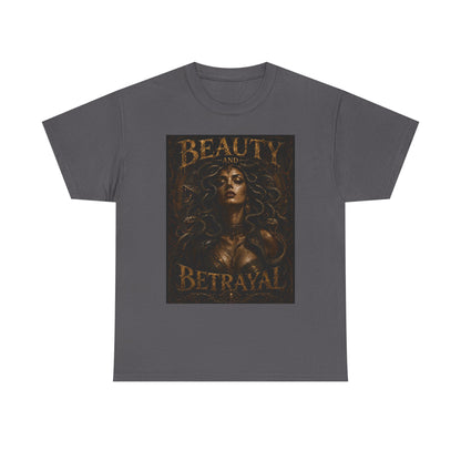Beauty and Betrayal T-Shirt | Medusa-Inspired Portrait, Dark Mythical Art
