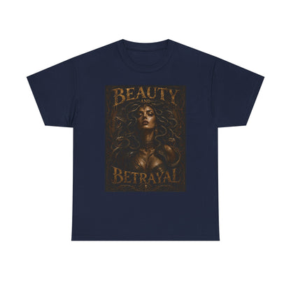 Beauty and Betrayal T-Shirt | Medusa-Inspired Portrait, Dark Mythical Art