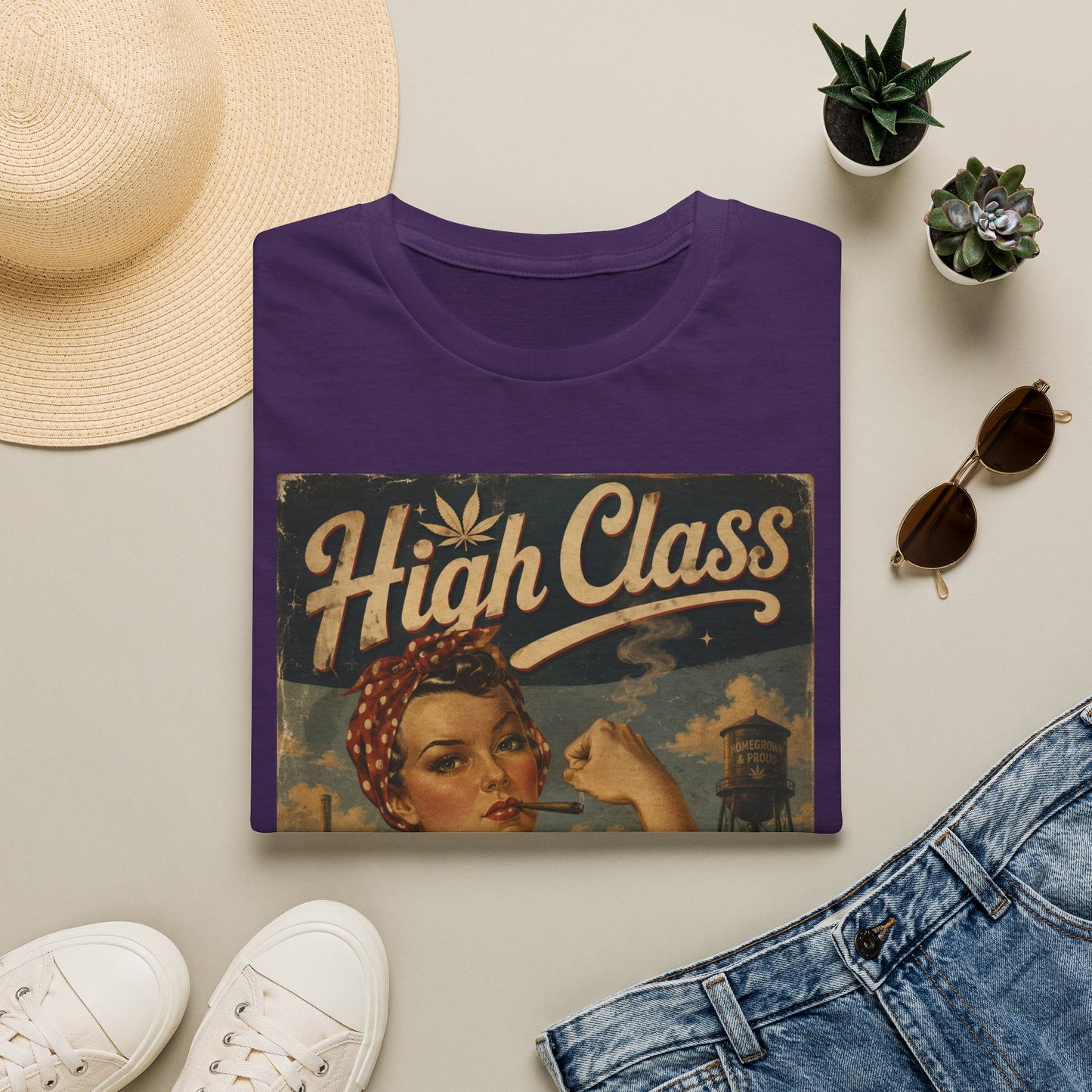 High Class Rosie the Riveter T-Shirt | Retro Feminist Vintage Artwork