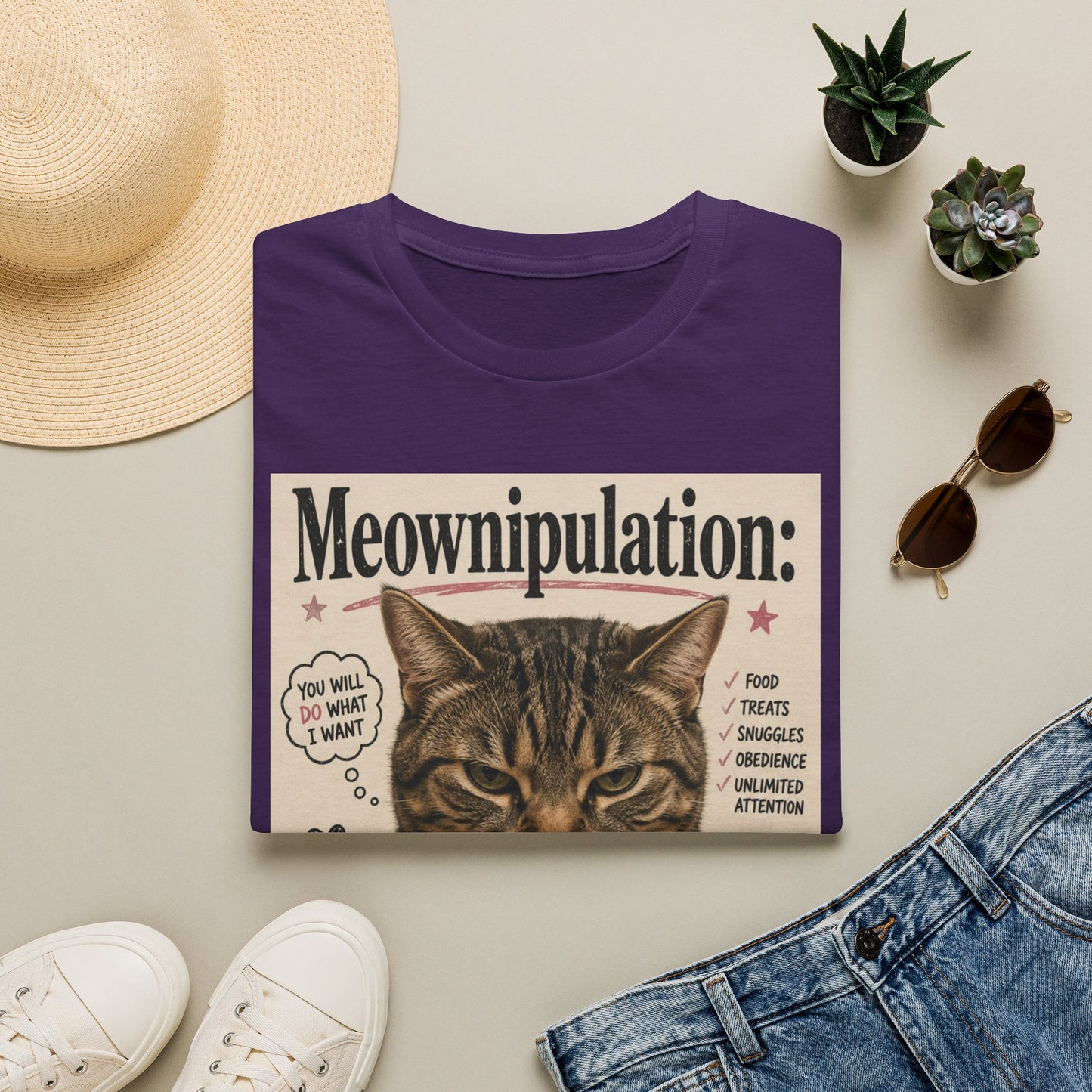 Meownipulation cat design T-Shirt | Funny Tabby Cat Illustration