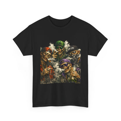 Smoking Zombie Crew Tee | Skeleton Gang Illustration, Streetwear Horror