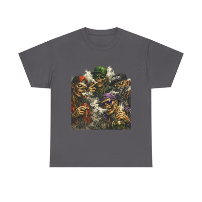 Smoking Zombie Crew Tee | Skeleton Gang Illustration, Streetwear Horror