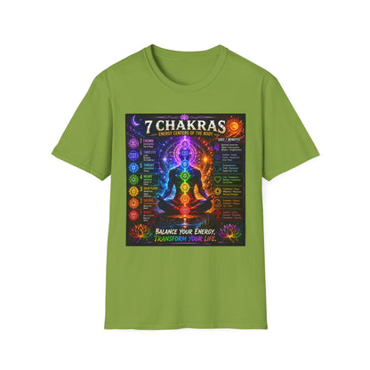 7 Chakras Energy Centers T-Shirt | Chakra Alignment Illustration