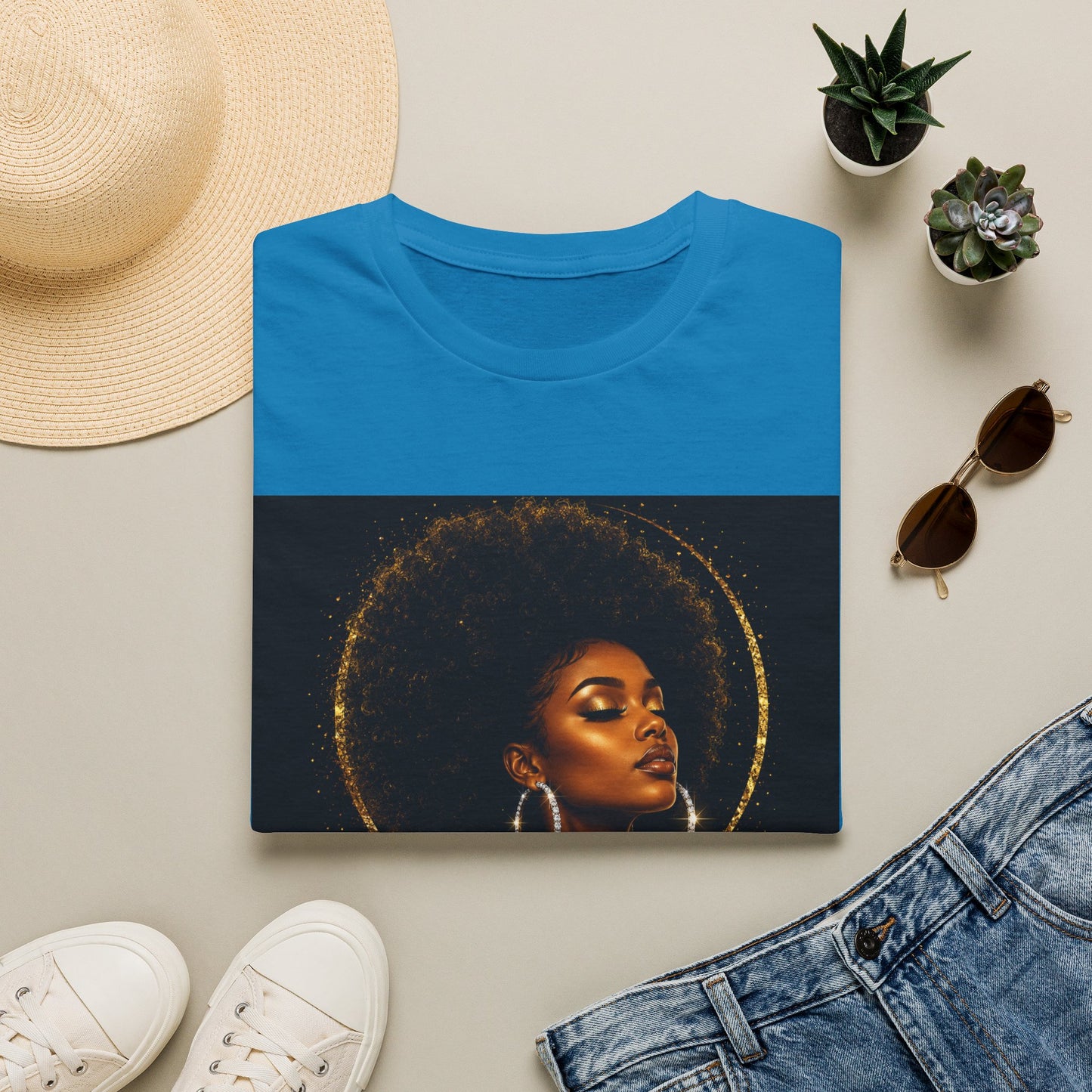 Melanated Goddess T-Shirt | Afrocentric Black Woman Art