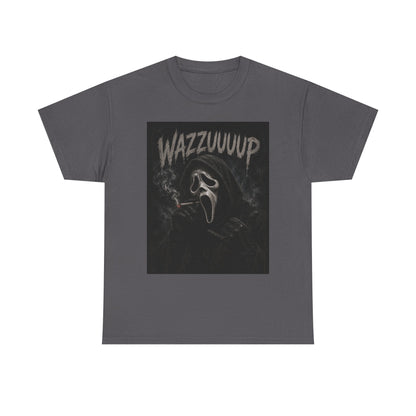 Wazzzuuup Ghost Face Tee | Horror Movie Mask T-Shirt