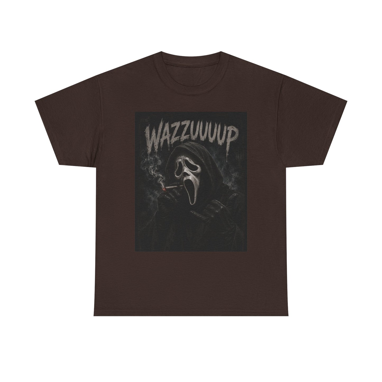 Wazzzuuup Ghost Face Tee | Horror Movie Mask T-Shirt