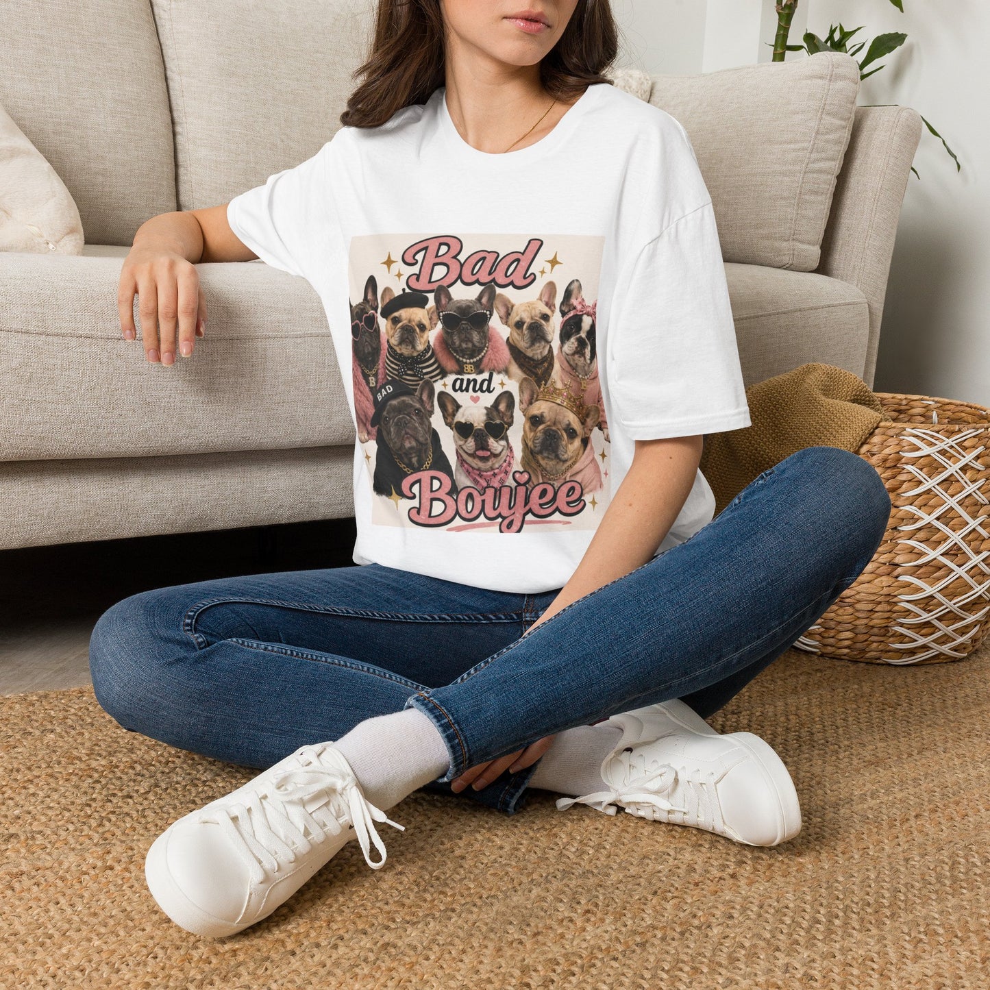 Bad and Boujee Dogs T-Shirt | Cute French Bulldog Pug Portraits