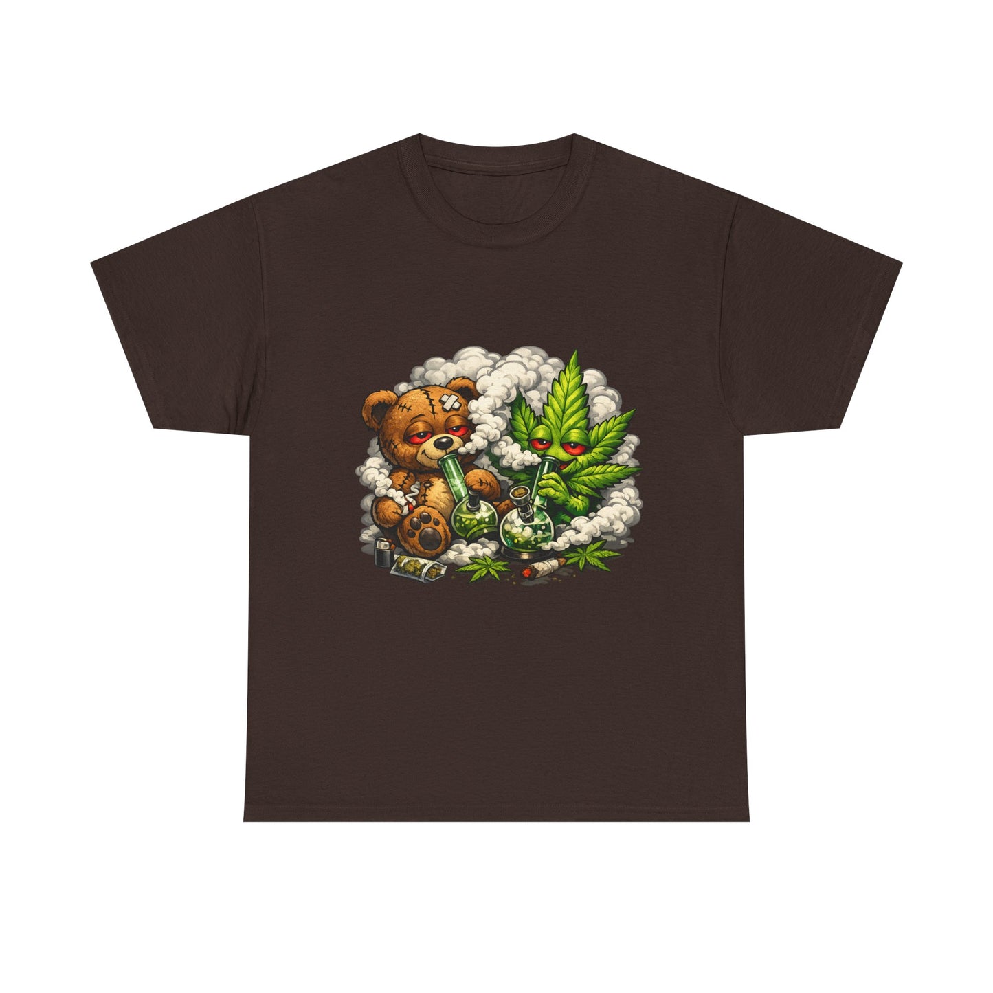 Teddy Bear and Cannabis Leaf T-Shirt | Cute Stoner Graphic Tee