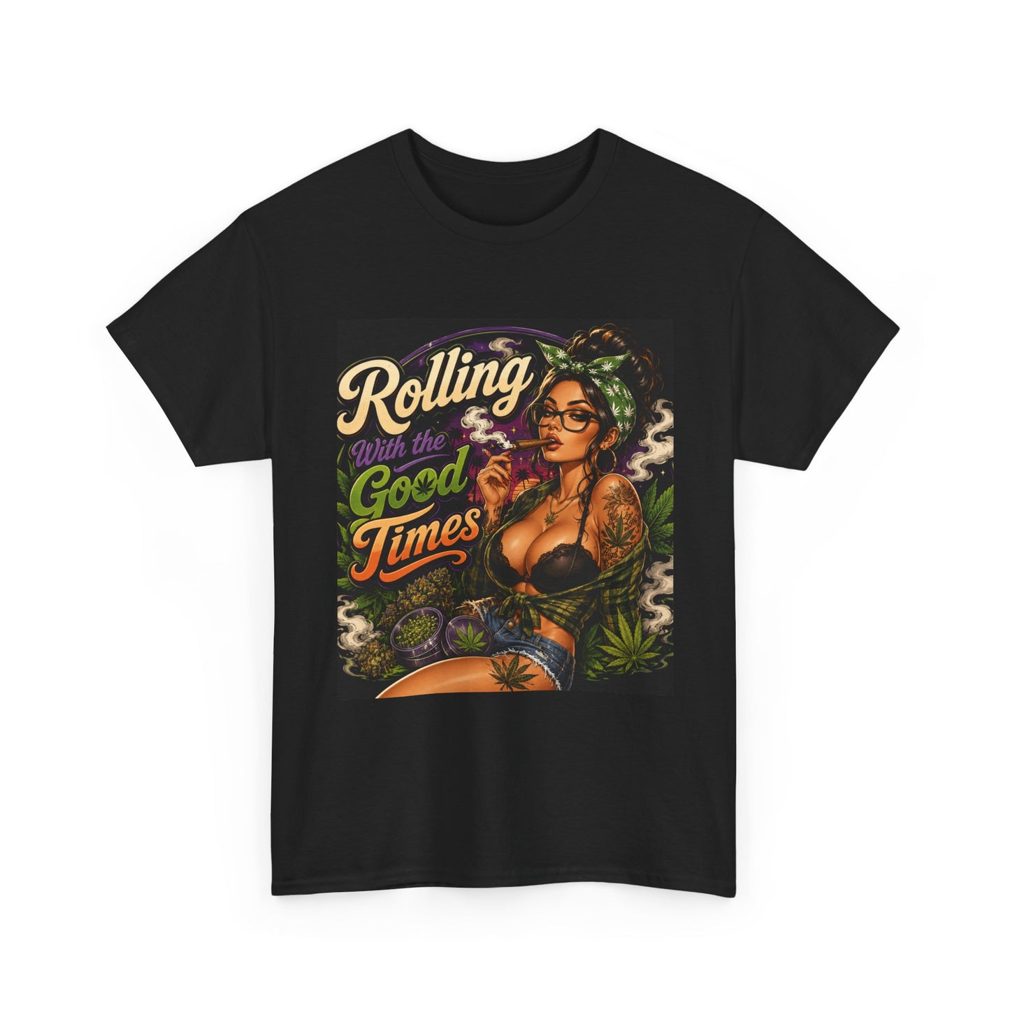Rolling Good Times tee | Retro Pinup Cannabis Graphic T-Shirt