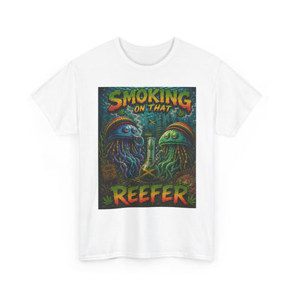 Smoking on That Reefer T-Shirt | Psychedelic Jellyfish Illustration, Cannabis Art