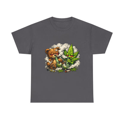 Teddy Bear and Cannabis Leaf T-Shirt | Cute Stoner Graphic Tee