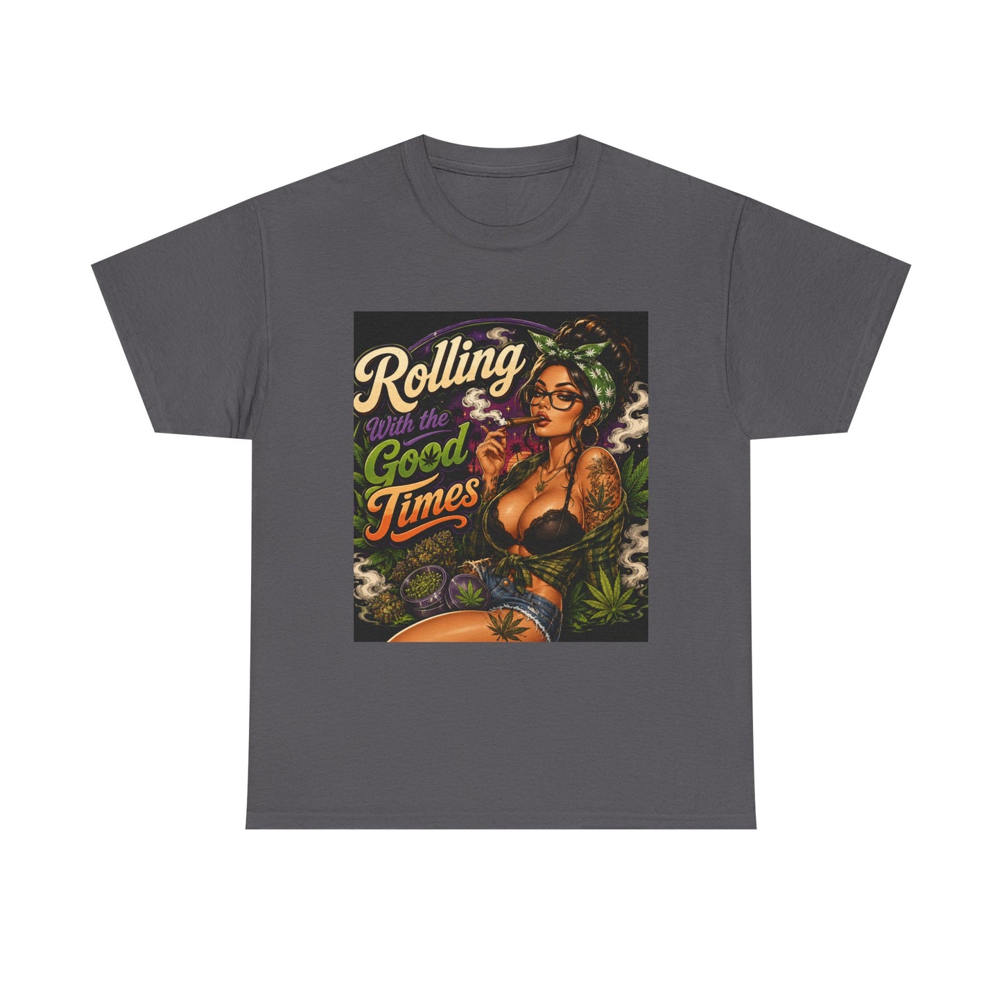 Rolling Good Times tee | Retro Pinup Cannabis Graphic T-Shirt