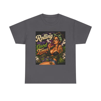 Rolling Good Times tee | Retro Pinup Cannabis Graphic T-Shirt