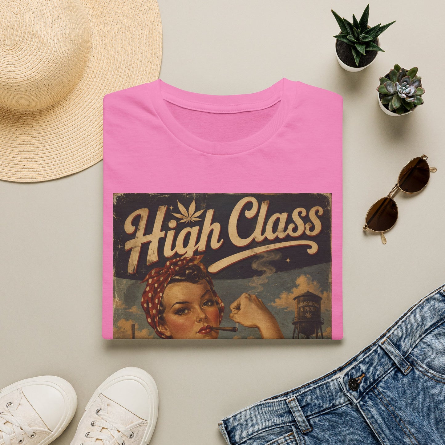 High Class Rosie the Riveter T-Shirt | Retro Feminist Vintage Artwork