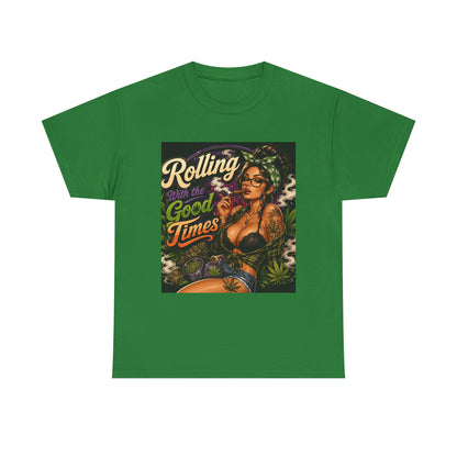Rolling Good Times tee | Retro Pinup Cannabis Graphic T-Shirt