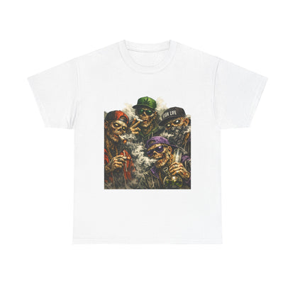 Smoking Zombie Crew Tee | Skeleton Gang Illustration, Streetwear Horror