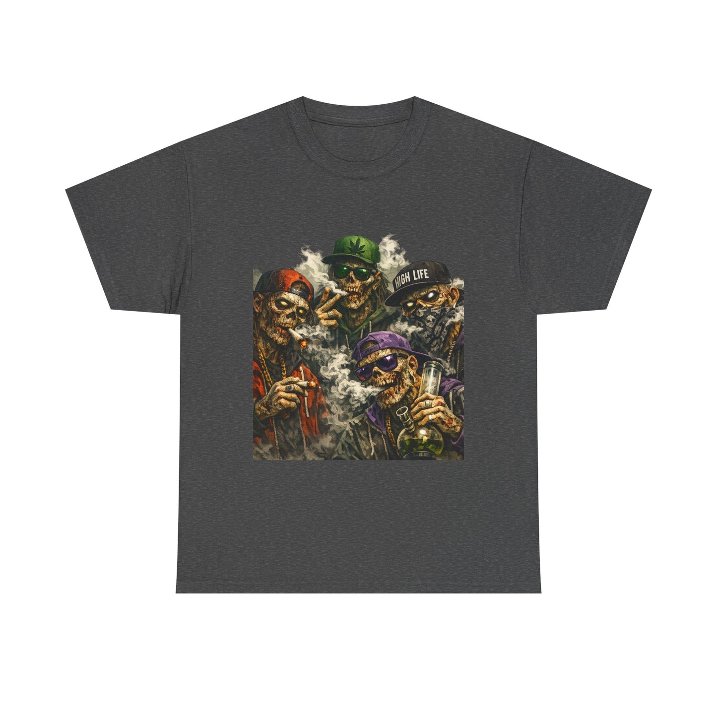 Smoking Zombie Crew Tee | Skeleton Gang Illustration, Streetwear Horror