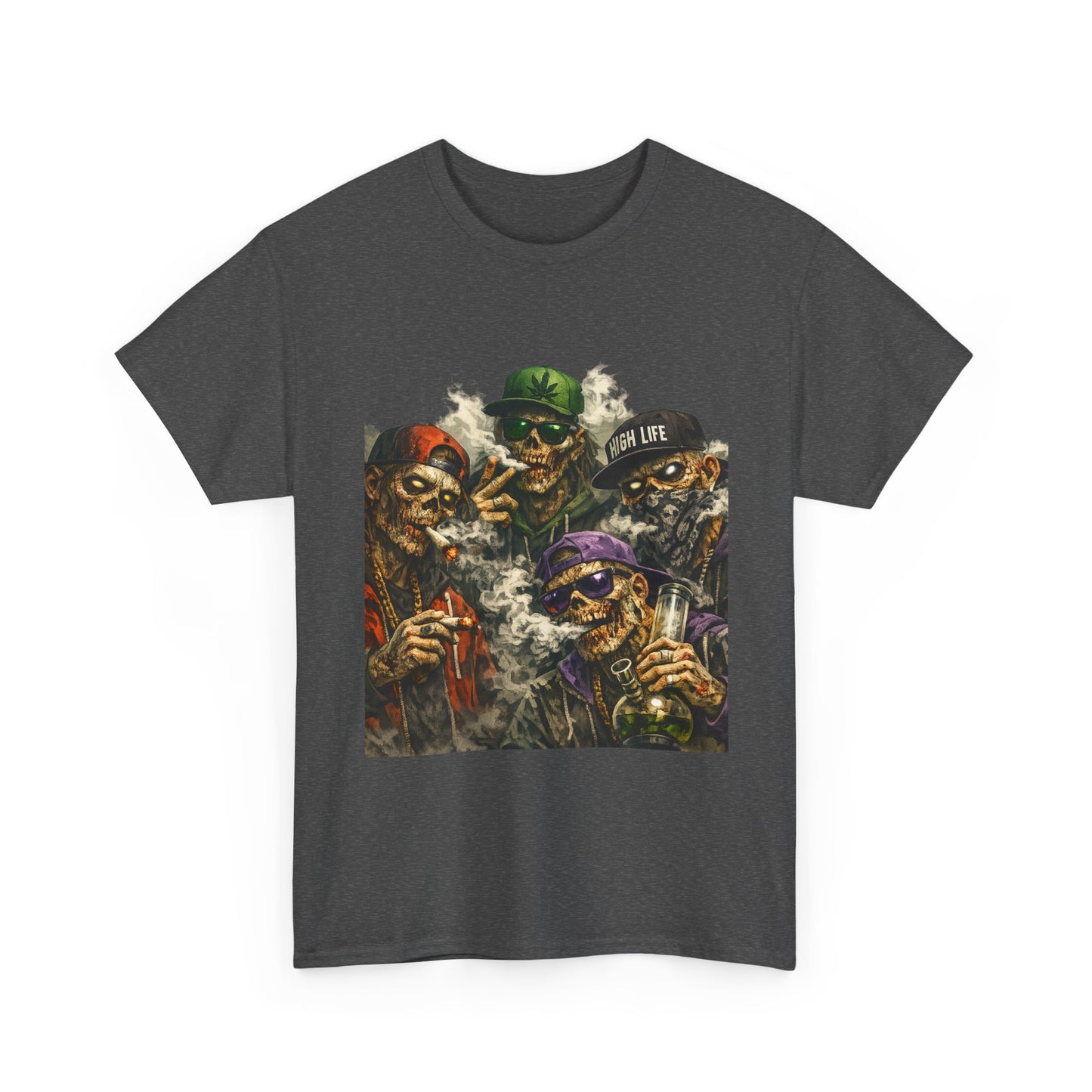 Smoking Zombie Crew Tee | Skeleton Gang Illustration, Streetwear Horror