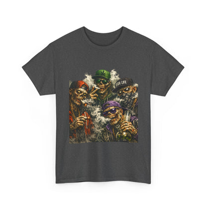Smoking Zombie Crew Tee | Skeleton Gang Illustration, Streetwear Horror