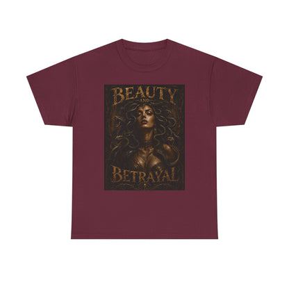 Beauty and Betrayal T-Shirt | Medusa-Inspired Portrait, Dark Mythical Art