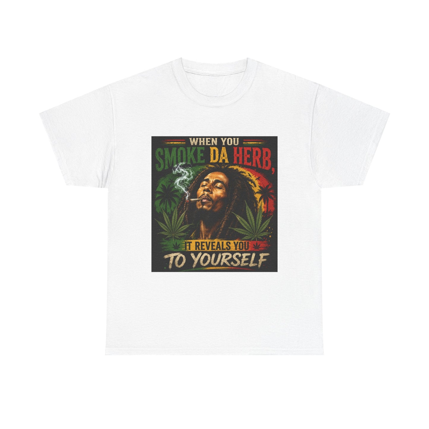 Smoke Da Herb T-Shirt | Rasta Weed Leaf Smoking Graphic Tee