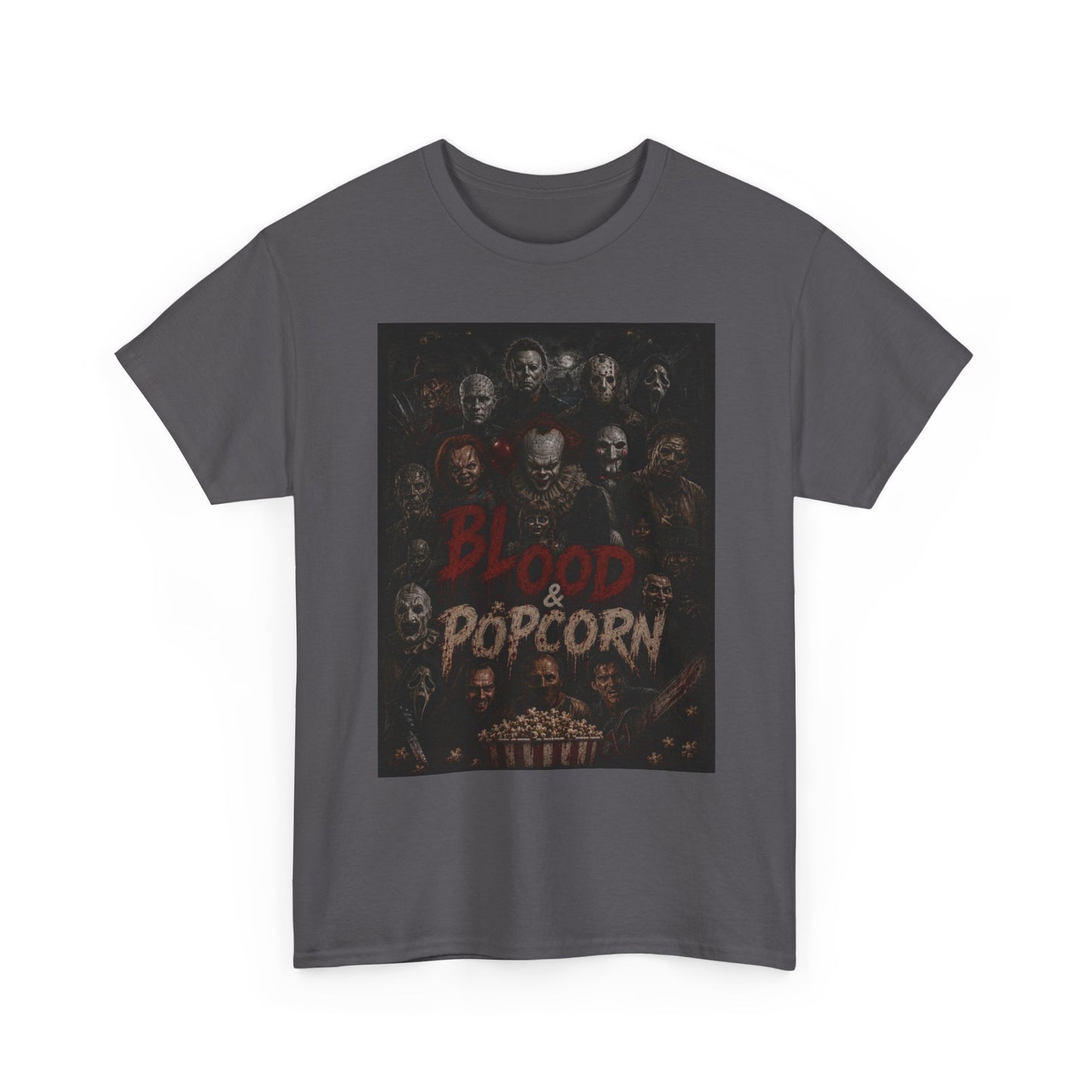 Blood & Popcorn Horror T-Shirt | Movie Night Thriller Tee