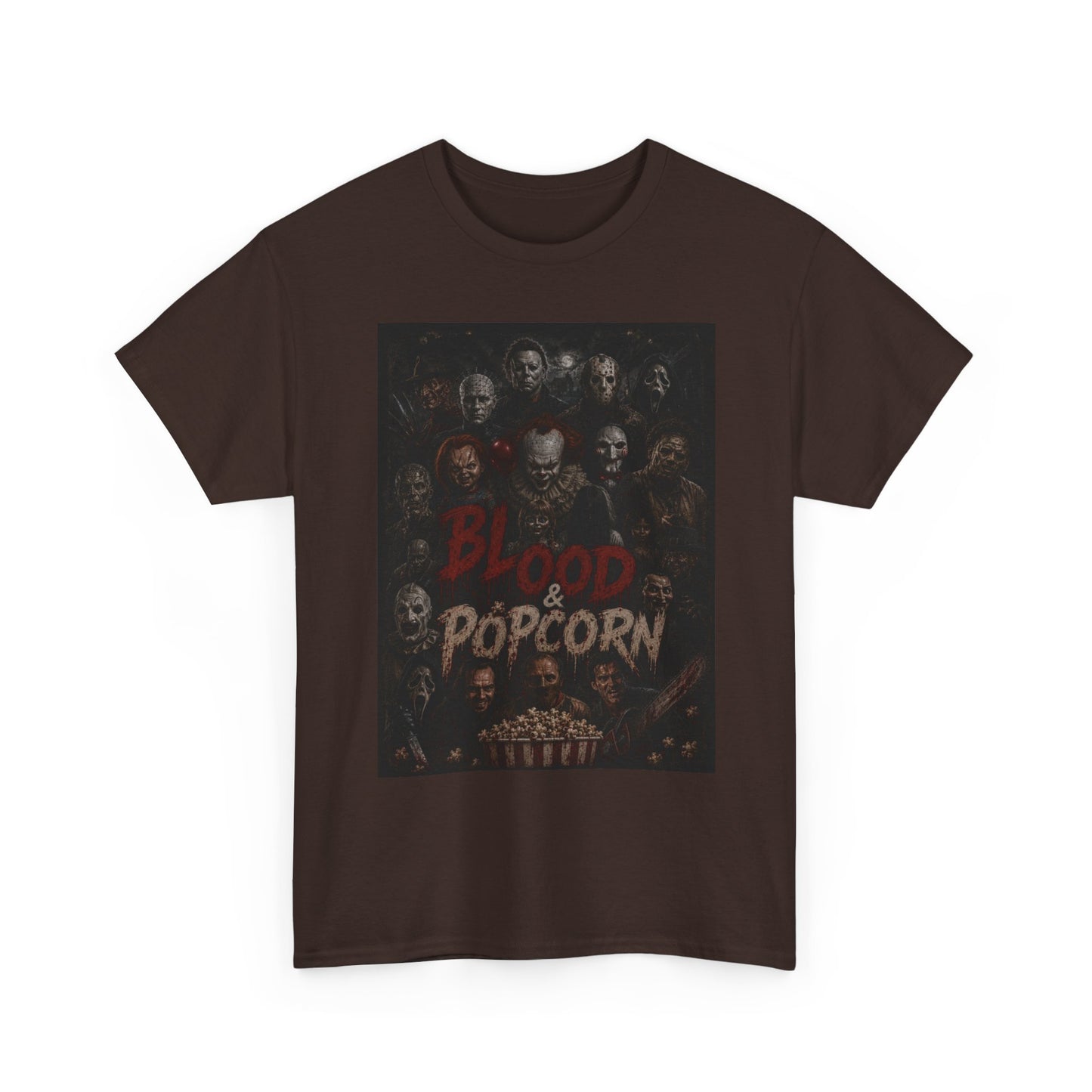 Blood & Popcorn Horror T-Shirt | Movie Night Thriller Tee