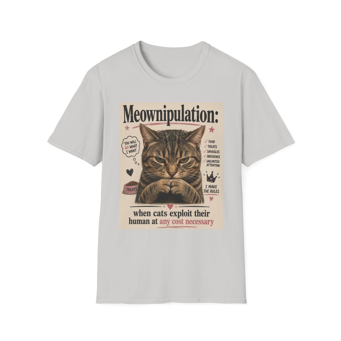 Meownipulation cat design T-Shirt | Funny Tabby Cat Illustration