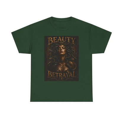 Beauty and Betrayal T-Shirt | Medusa-Inspired Portrait, Dark Mythical Art