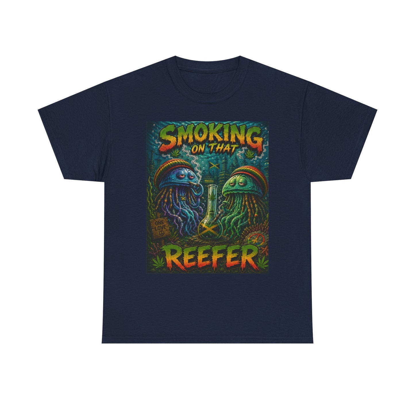 Smoking on That Reefer T-Shirt | Psychedelic Jellyfish Illustration, Cannabis Art