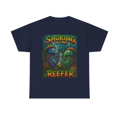 Smoking on That Reefer T-Shirt | Psychedelic Jellyfish Illustration, Cannabis Art