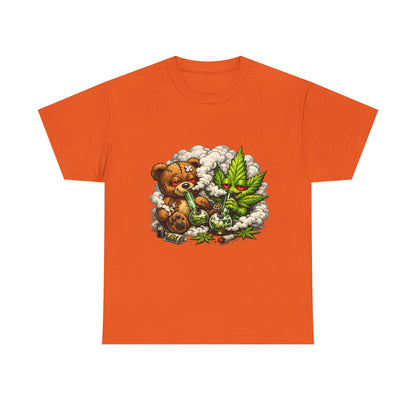 Teddy Bear and Cannabis Leaf T-Shirt | Cute Stoner Graphic Tee