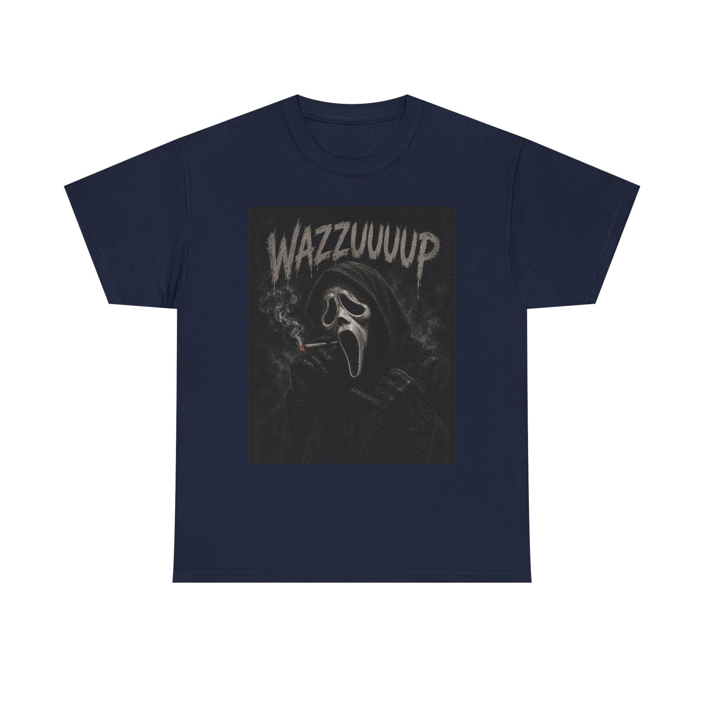 Wazzzuuup Ghost Face Tee | Horror Movie Mask T-Shirt
