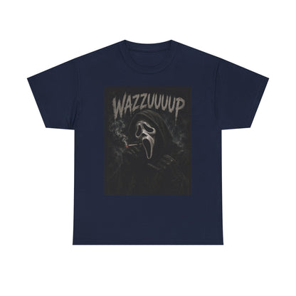 Wazzzuuup Ghost Face Tee | Horror Movie Mask T-Shirt