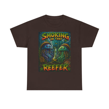 Smoking on That Reefer T-Shirt | Psychedelic Jellyfish Illustration, Cannabis Art
