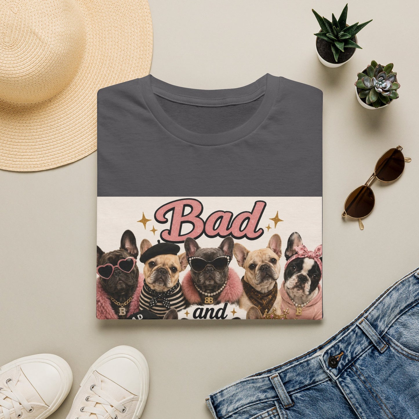 Bad and Boujee Dogs T-Shirt | Cute French Bulldog Pug Portraits