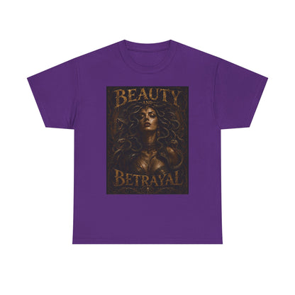 Beauty and Betrayal T-Shirt | Medusa-Inspired Portrait, Dark Mythical Art