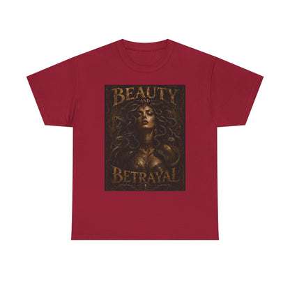 Beauty and Betrayal T-Shirt | Medusa-Inspired Portrait, Dark Mythical Art