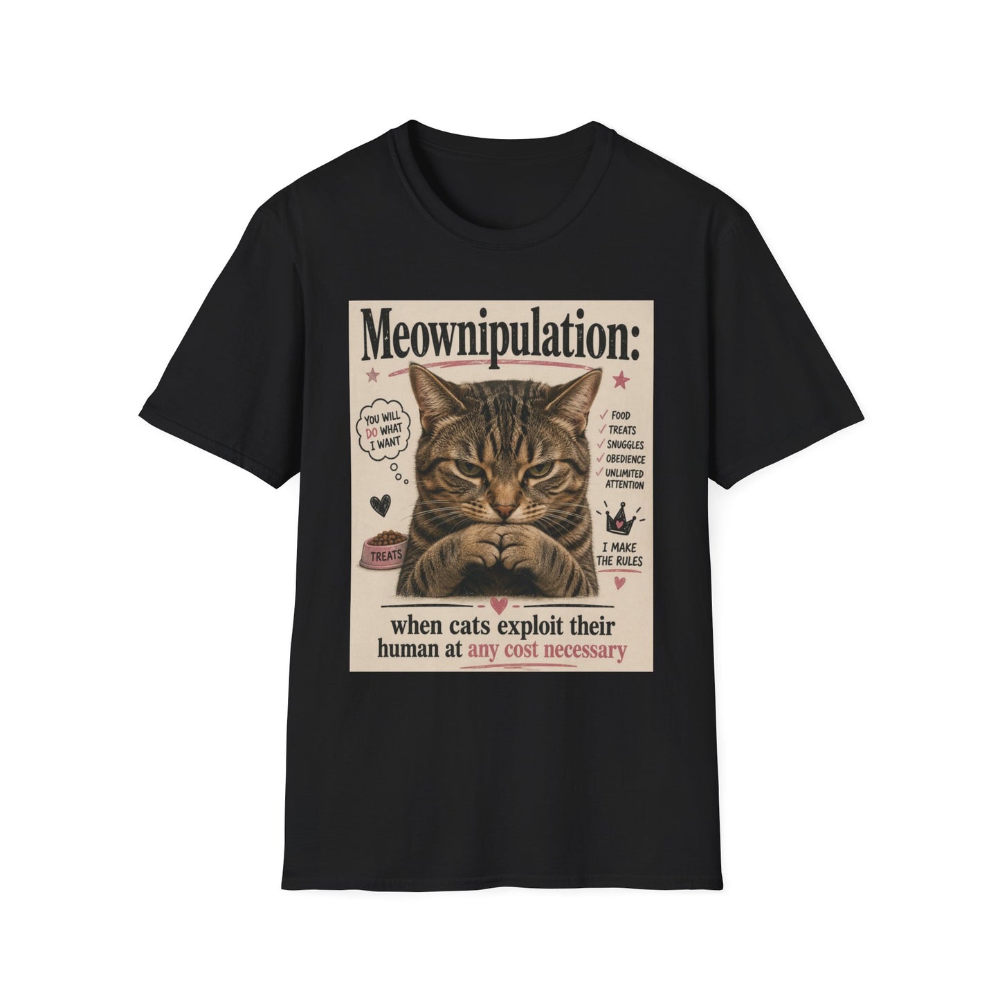 Meownipulation cat design T-Shirt | Funny Tabby Cat Illustration