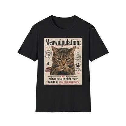 Meownipulation cat design T-Shirt | Funny Tabby Cat Illustration