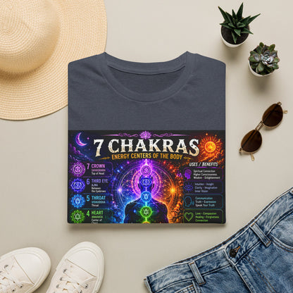 7 Chakras Energy Centers T-Shirt | Chakra Alignment Illustration