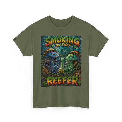 Smoking on That Reefer T-Shirt | Psychedelic Jellyfish Illustration, Cannabis Art