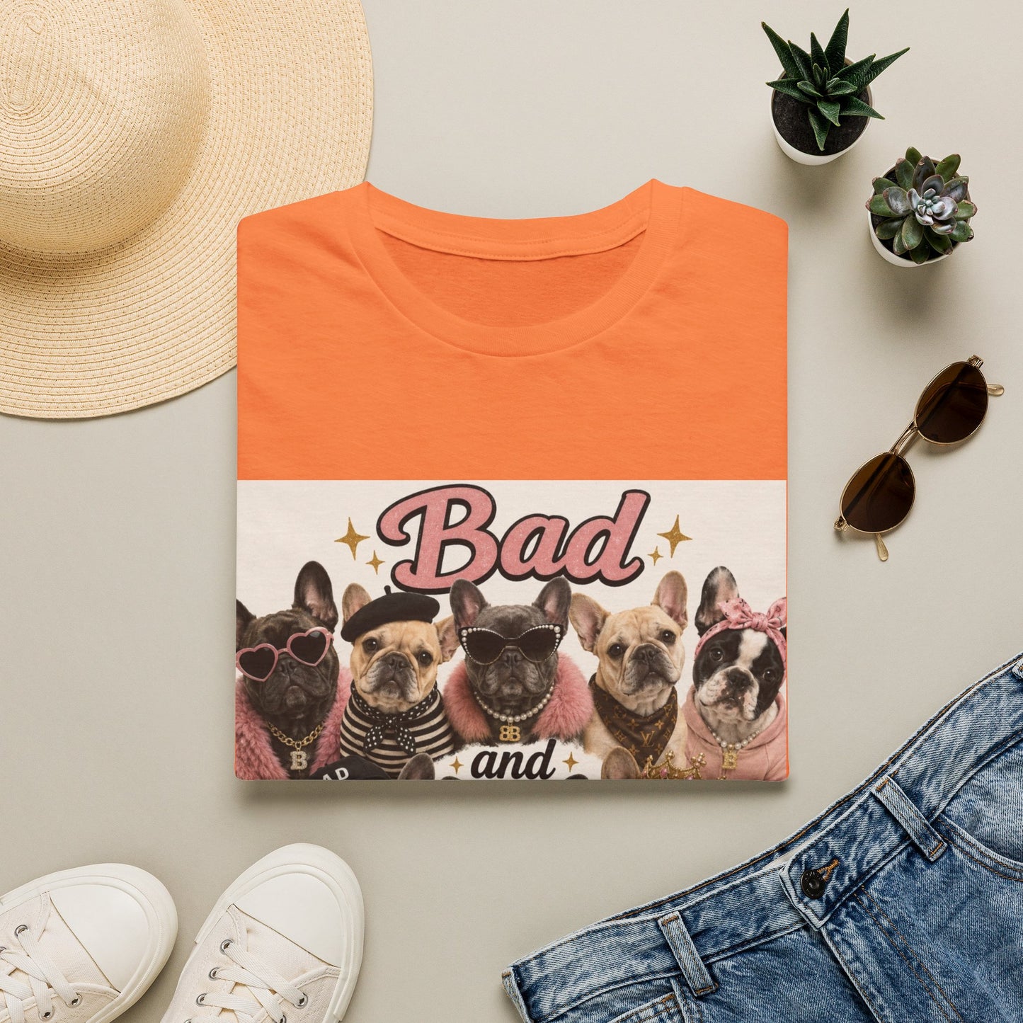 Bad and Boujee Dogs T-Shirt | Cute French Bulldog Pug Portraits