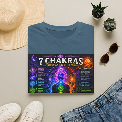 7 Chakras Energy Centers T-Shirt | Chakra Alignment Illustration
