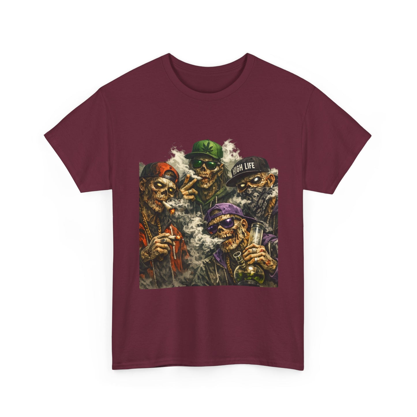 Smoking Zombie Crew Tee | Skeleton Gang Illustration, Streetwear Horror