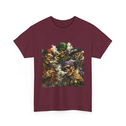 Smoking Zombie Crew Tee | Skeleton Gang Illustration, Streetwear Horror
